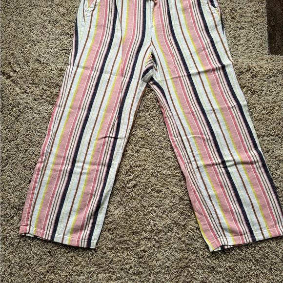 Old Navy Stripped Wide Leg Drawstring Linen Pant. Size L. Multi Color - Picture 2 of 9